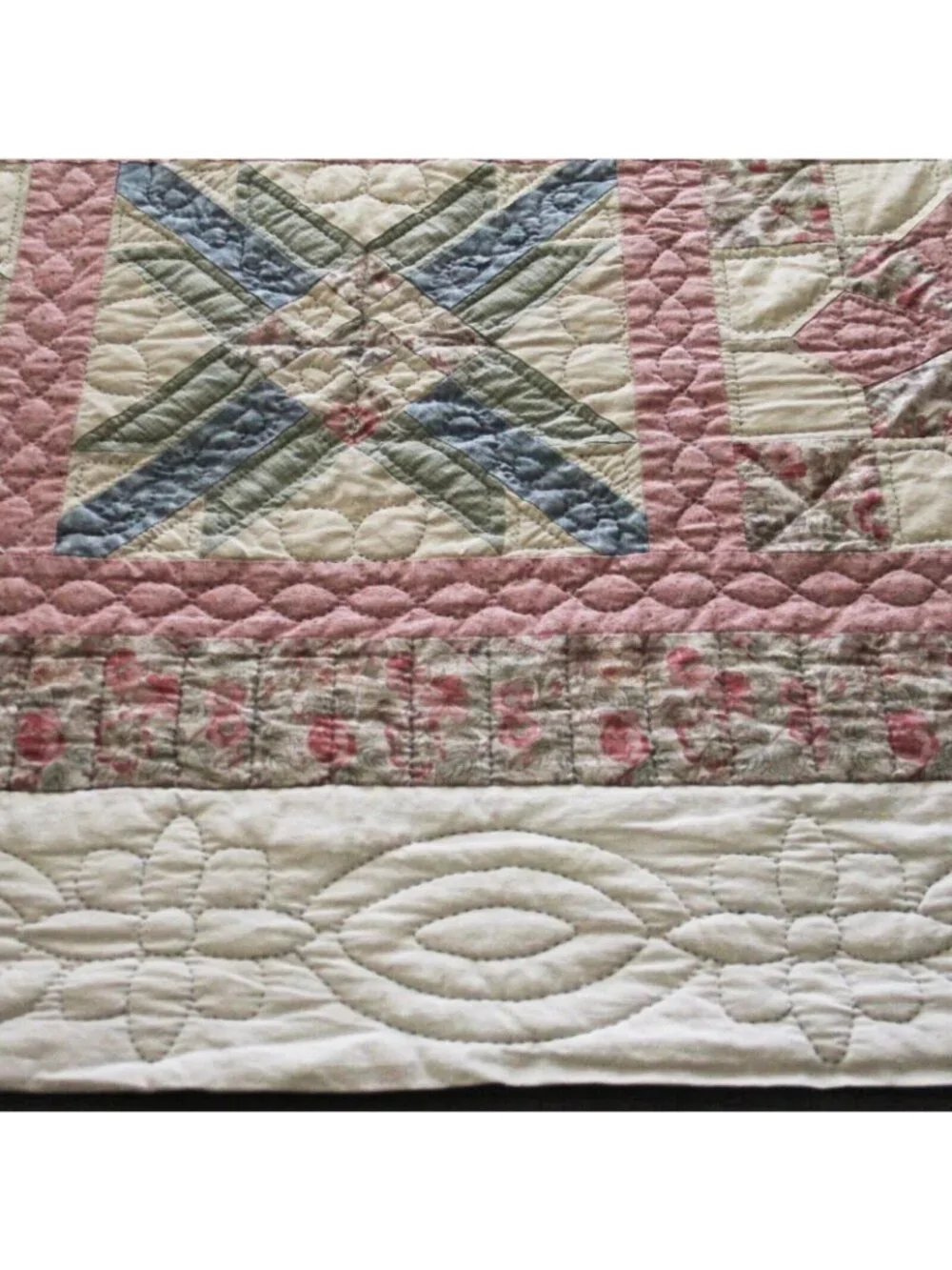 Vintage 80's/90's Completely Handmade Hand Stitched Quilt Pink Squares 87L x 60W